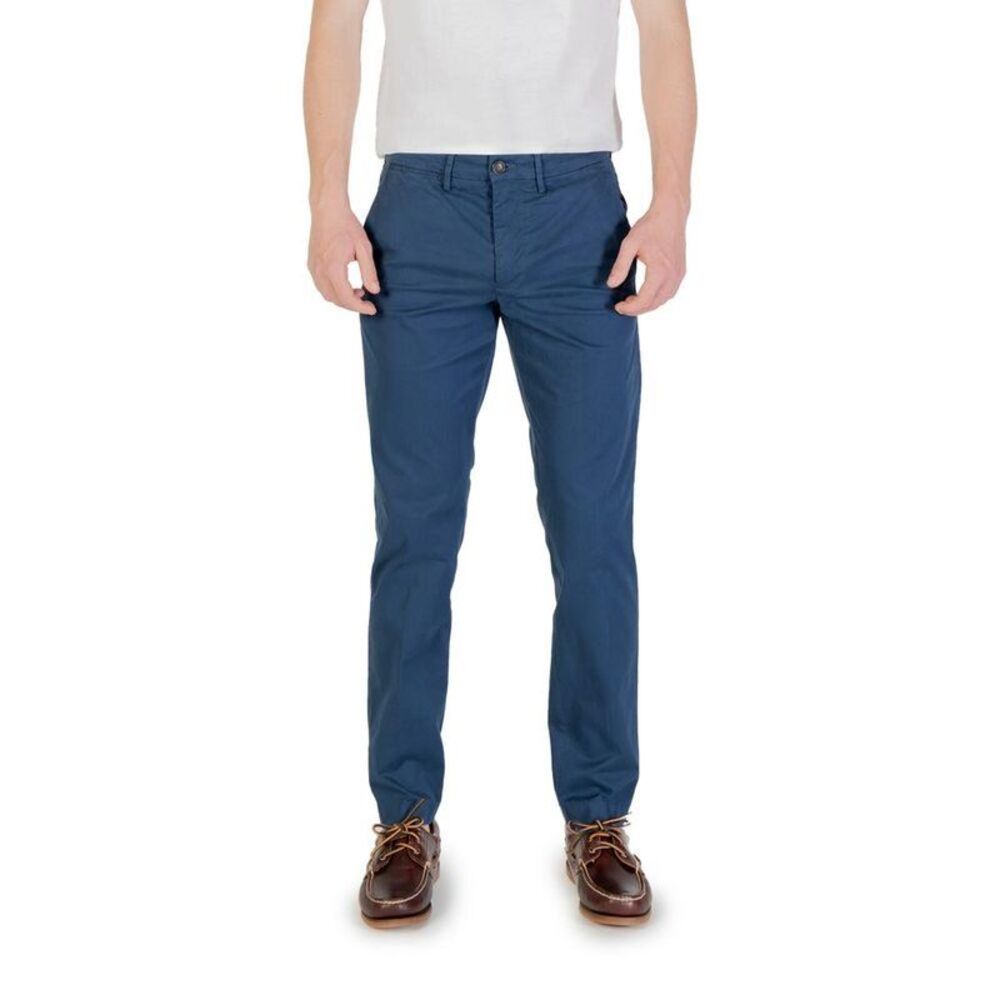 Borghese Cotton Slim Fit Casual Pants Men Blue Jeans & Pants